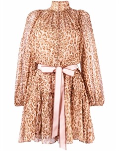 Платье с леопардовым принтом и поясом Zimmermann