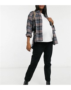 Черные джинсы прямого кроя с посадкой поверх животика x Dani Dyer In the style maternity