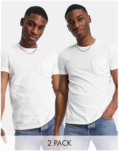 Набор из 2 белых футболок с карманом French connection
