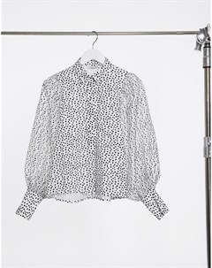Рубашка из флокированной ткани в горошек монохромной расцветки Topshop