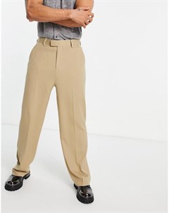 Светло бежевые брюки с широкими штанинами Asos design