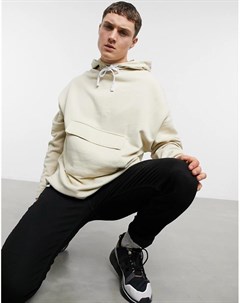 Oversized худи бежевого цвета с карманом и шнурком по нижнему краю Asos design