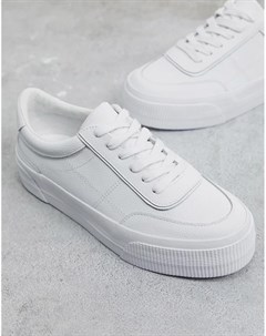 Белые кожаные кроссовки на массивной подошве Asos design