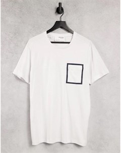 Белая футболка с карманом на молнии Selected homme