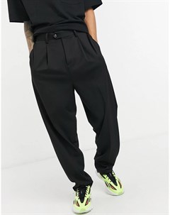 Черные узкие строгие брюки с завышенной талией Asos design