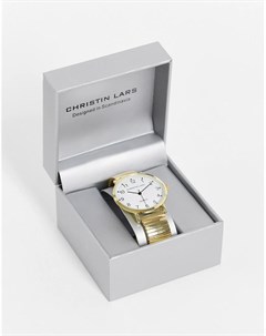 Золотистые часы с белым циферблатом Christin lars