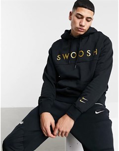 Черное худи с надписью Swoosh Nike