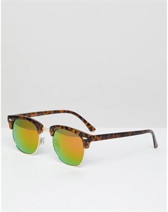 Солнцезащитные очки в черепаховой оправе со светоотражающими стеклами Jack & jones