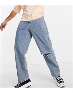Голубые выбеленные широкие джинсы в стиле 90 х с рваной отделкой x014 Collusion