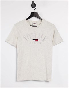 Серая футболка с короткими рукавами и логотипом Tommy jeans