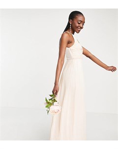 Светло розовое плиссированное платье макси для подружки невесты с запахом Tfnc tall