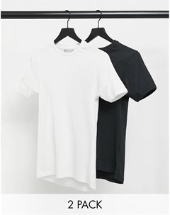 2 футболки облегающего кроя черного и белого цвета Another influence