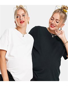 Набор из 2 футболок черного и белого цветов Mamalicious Maternity