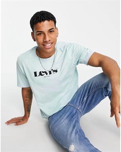Свободная голубая футболка с принтом тай дай и большим винтажным логотипом Levi's®