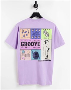 Фиолетовая футболка с прямоугольным рисунком Groove Crooked tongues