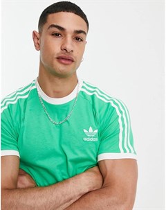 Зеленая футболка с тремя полосками adicolor Adidas originals