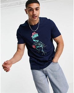 Темно синяя футболка с принтом динозавра Adidas originals