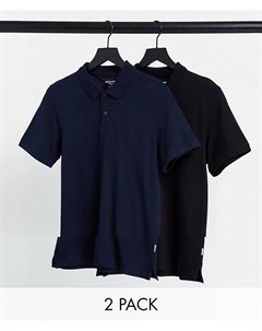 Набор из 2 футболок поло черного и темно синего цвета Essentials Jack & jones