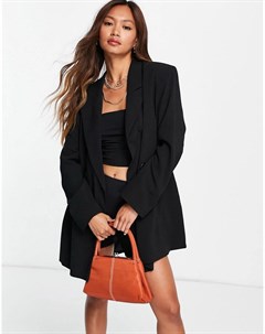 Черный oversized блейзер из крепа Topshop