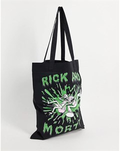 Черная сумка тоут с принтом Рика и Морти из органического хлопка Asos design
