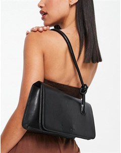 Черная широкая сумка на плечо с узелком на ремешке Na-kd