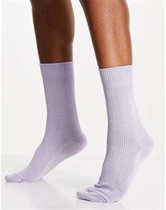 Сиреневые носки с отворотами до середины икры Asos design