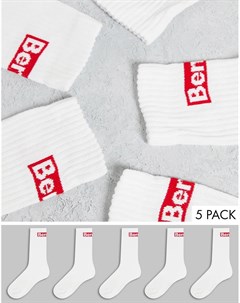 Набор из 5 пар белых спортивных носков Puccino Bench