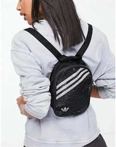 Черный маленький рюкзак с тремя полосками из стразов Adidas originals
