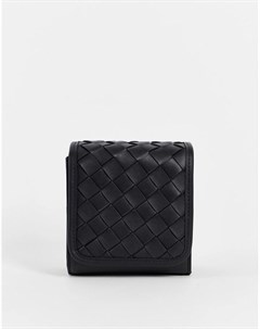 Черная квадратная сумка через плечо из искусственной кожи с плетеным дизайном Asos design