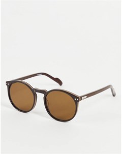 Коричневые круглые солнцезащитные очки в стиле унисекс с коричневыми стеклами Cut Eighteen Spitfire