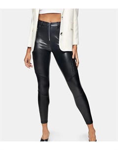 Черные брюки из искусственной кожи Tall Topshop