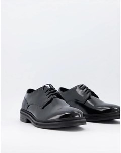 Черные кожаные туфли на массивной подошве со шнуровкой Silver street