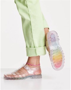 Туфли на плоской подошве из мягкого пластика с радужной расцветкой Juju