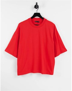 Красная оversized футболка свободного кроя Asos design