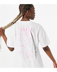 Белая oversized футболка с принтом Ibiza ASOS DESIGN Tall Asos tall