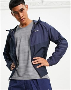 Темно синяя куртка в стиле колор блок на молнии Miler Nike running