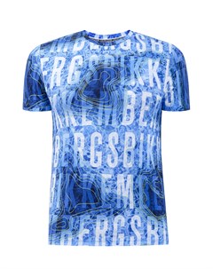 Хлопковая футболка с принтом Water Map в синей гамме Bikkembergs