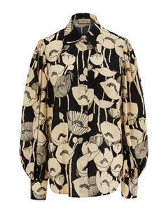 Черная блузка с цветочным принтом Gucci