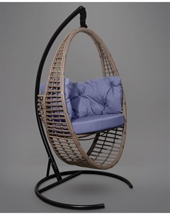 Подвесное кресло кокон derbent коричневое с синей подушкой коричневый 97x140x45 см L'aura