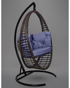 Подвесное кресло кокон derbent темно коричневое с синей подушкой коричневый 97x140x45 см L'aura