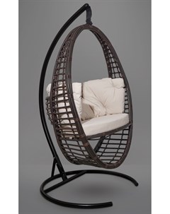 Подвесное кресло кокон derbent коричневое с бежевой подушкой коричневый 97x140x45 см L'aura