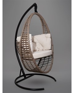 Подвесное кресло кокон derbent светло коричневое с бежевой подушкой коричневый 97x140x45 см L'aura