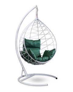 Подвесное кресло кокон alicante белое с зеленой подушкой белый 110x195x110 см L'aura