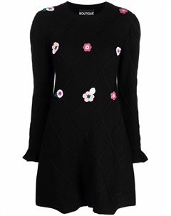 Шерстяное платье с цветочной аппликацией Boutique moschino