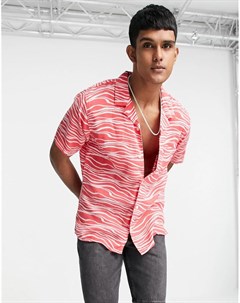 Розовая рубашка с короткими рукавами отложным воротником и волнистым принтом Cubano Levi's®