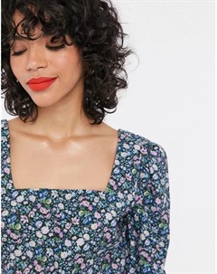 Разноцветная блузка с цветочным принтом и объемными рукавами & other stories