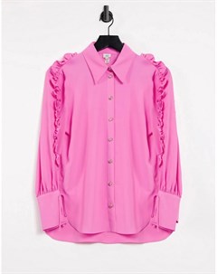 Розовая рубашка с оборкой River island