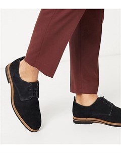 Черные замшевые туфли для широкой стопы со шнуровкой и контрастной подошвой Asos design