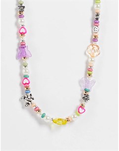 Ожерелье из разных пластиковых бусин Asos design