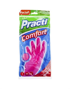 Перчатки резиновые Comfort S розовый Paclan